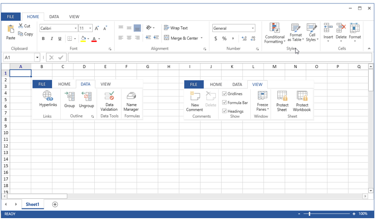 Customizing Ribbon UI for WPF Spreadsheet Control