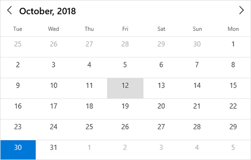 First day of week in UWP calendar