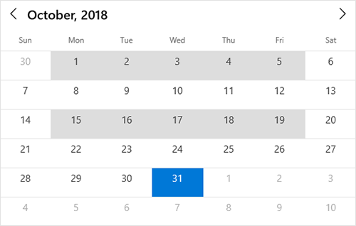 Single or multiple date selection support in UWP calendar view