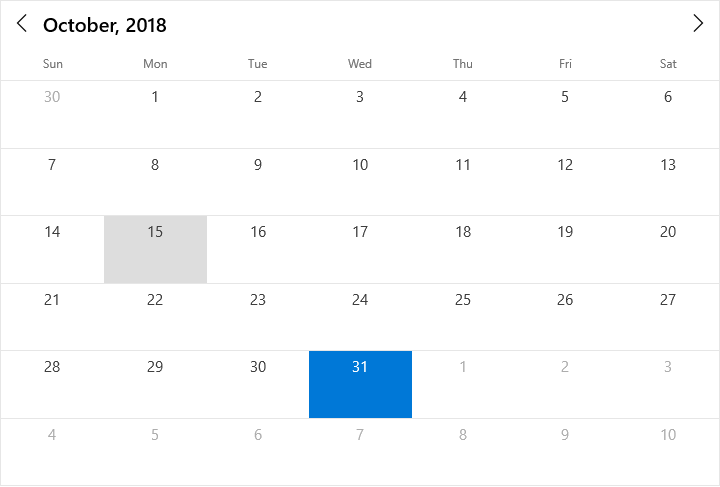 UWP Calendar