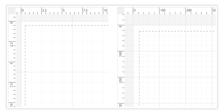 Size and position objects using rulers and measurement units in UWP Diagram control.