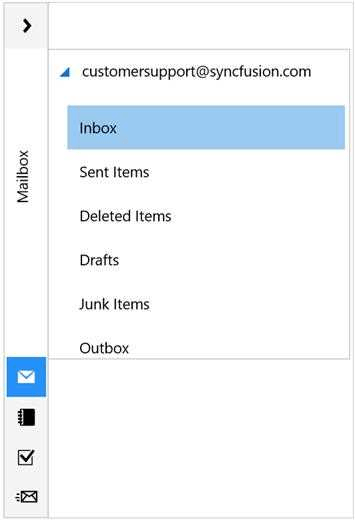 Navigation pane with collapsed content in popup