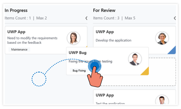 drag and drop card in uwp kanban