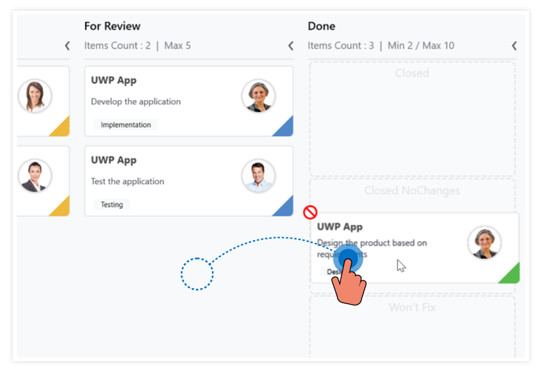 uwp kanban with custom workflow demonstration