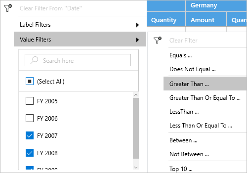 Excel-like filtering support in UWP Pivot and OLAP Browser