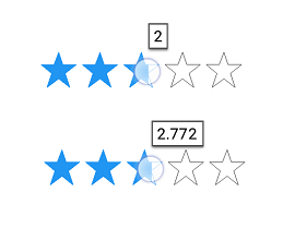 UWP Rating control showing different tooltip precision.