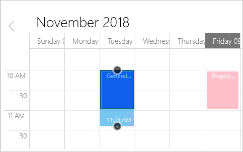 Appointment resizing support in UWP Scheduler