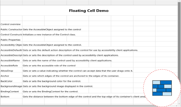 Floating cells in UWP grid control