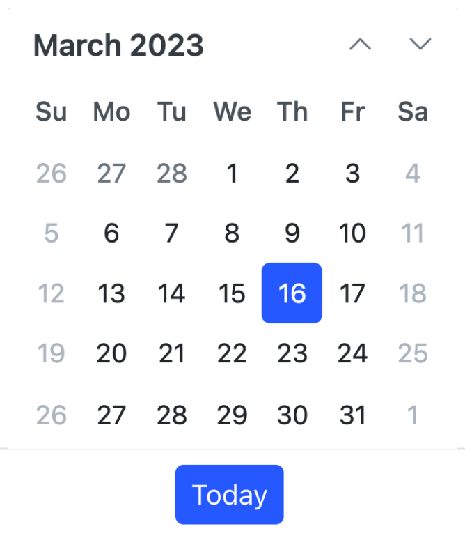 Disabled Date in Vue Calendar.