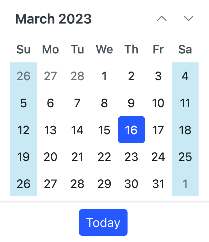 Highlight Weekends in Vue Calendar.