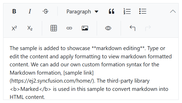 The Vue markdown editor with multi-row toolbar.