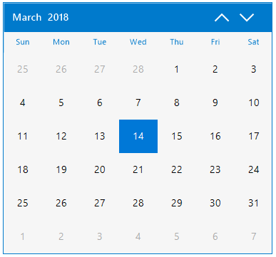 Windows Forms calendar metro theme