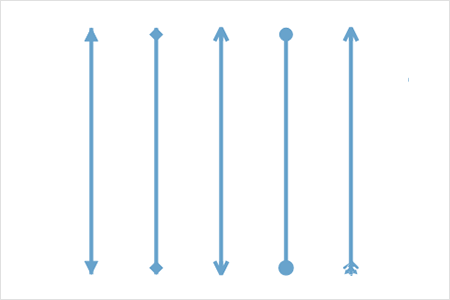 Predefined arrow heads available in WinForms Diagram Control to illustrate flow direction in the diagram