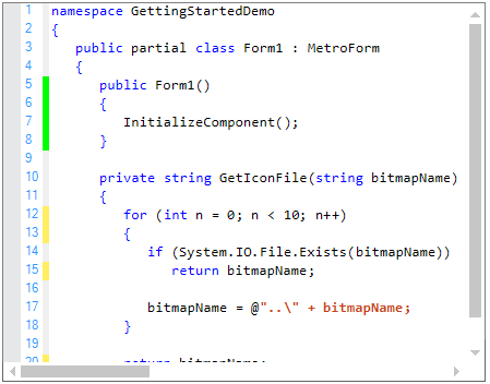 WinForms Syntax Editor displays markers at the start of modified lines