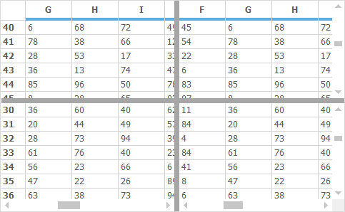 winforms grid control shows split pane
