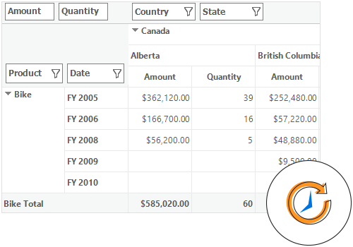 Updates value cells at run-time in WinForms Pivot Grid control
