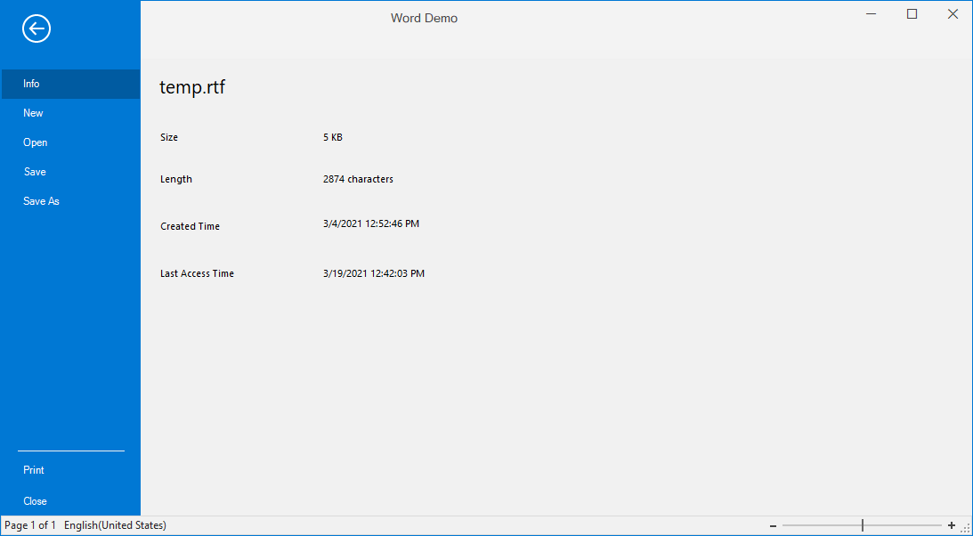 WinForms Ribbon backstage view.