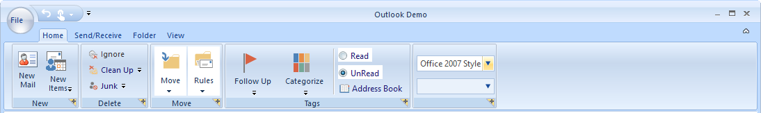 WinForms Ribbon control in Office 2007 UI.