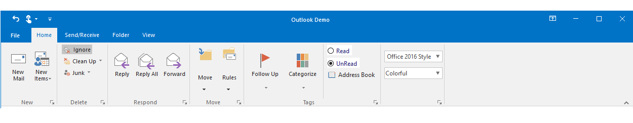 WinForms Ribbon control in Office 2016 UI.