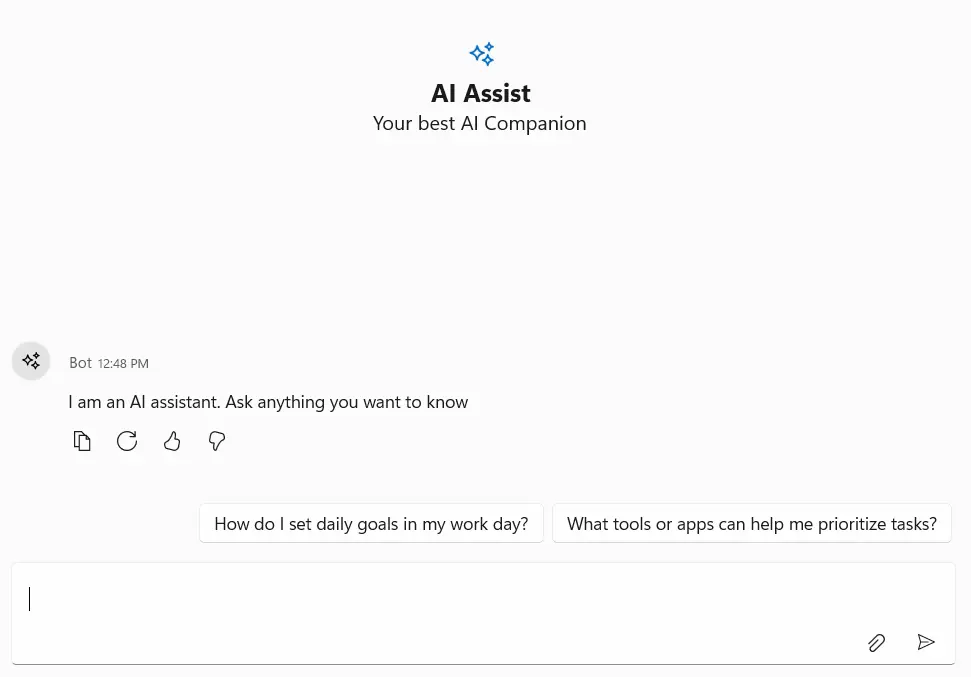 WinUI AI Input toolbar