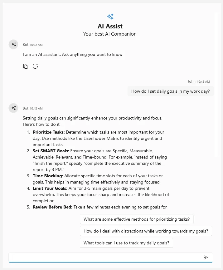 WinUI AI AssistView overview