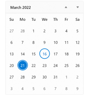 WinUI Calendar Today and Selected Date Customization