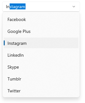 WinUI ComboBox choose item using editing.