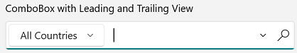WinUI ComboBox control with combobox in leading view and icon in trailing view.