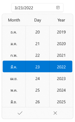 WinUI Date Picker Languages