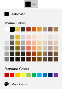 Red Palette in WinUI Dropdown Color Palette