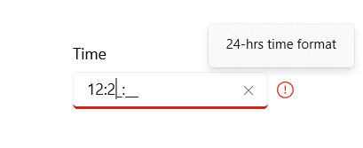 WinUI Masked TextBox error content.