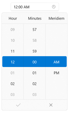 WinUI Time Picker Blackout Time