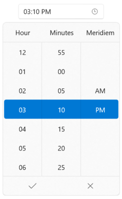 WinUI Time Picker custom interval