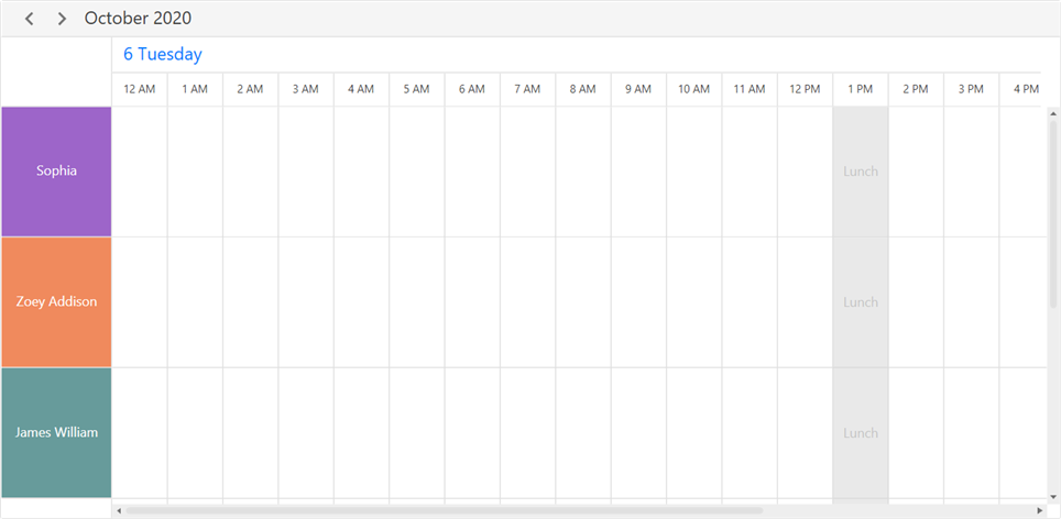 Resource with special region in timeline day view
