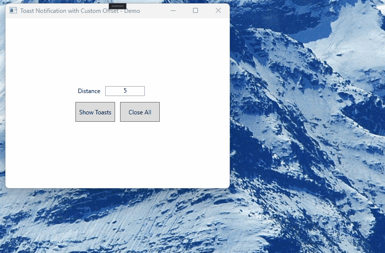WPF toast notification distance customization
