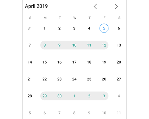 Single or multiple date selection support in Xamarin.Android calendar view