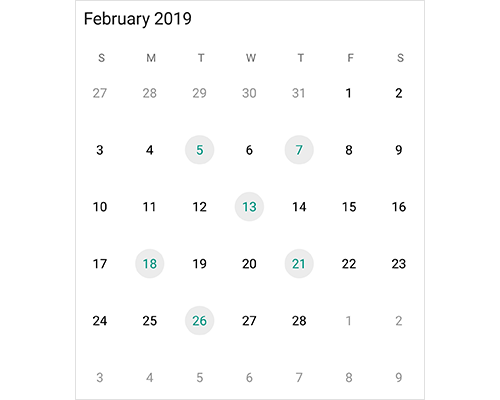 Single or multiple date selection support in Xamarin.Android calendar view