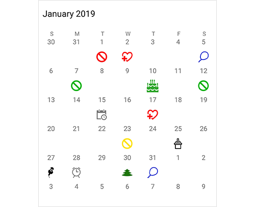 Highlighting special dates in Xamarin.Android calendar
