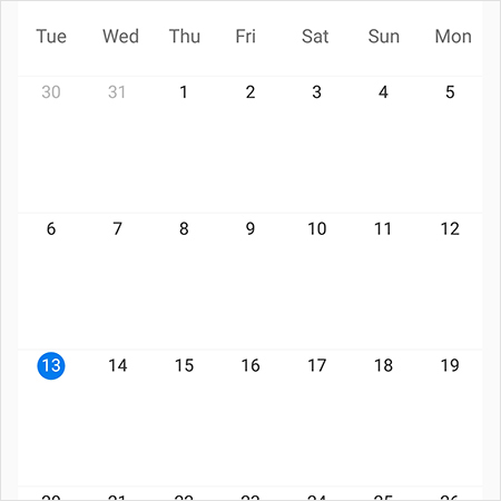 Changed first day of the week in Xamarin.Android Scheduler month view