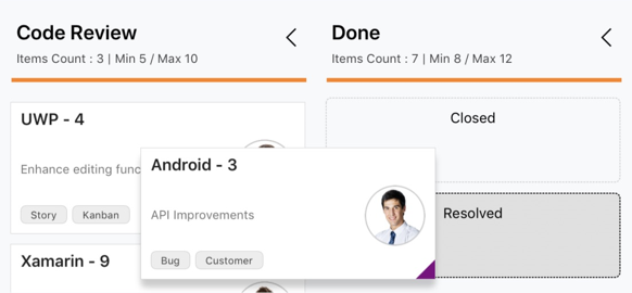 xamarin iOS kanban with custom workflow demonstration