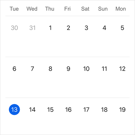 Changed first day of the week in Xamarin.iOS Scheduler month view