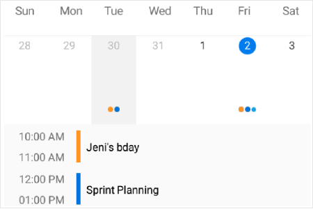 Inline view in Xamarin.iOS scheduler month view